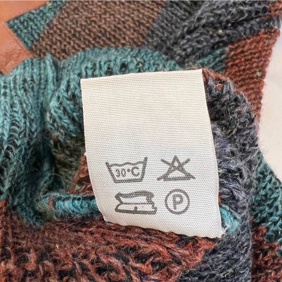 Vintage Hom Creation France Striped Knit Sweater Faux Leather Size Large 52 GUC - Picture 14 of 16